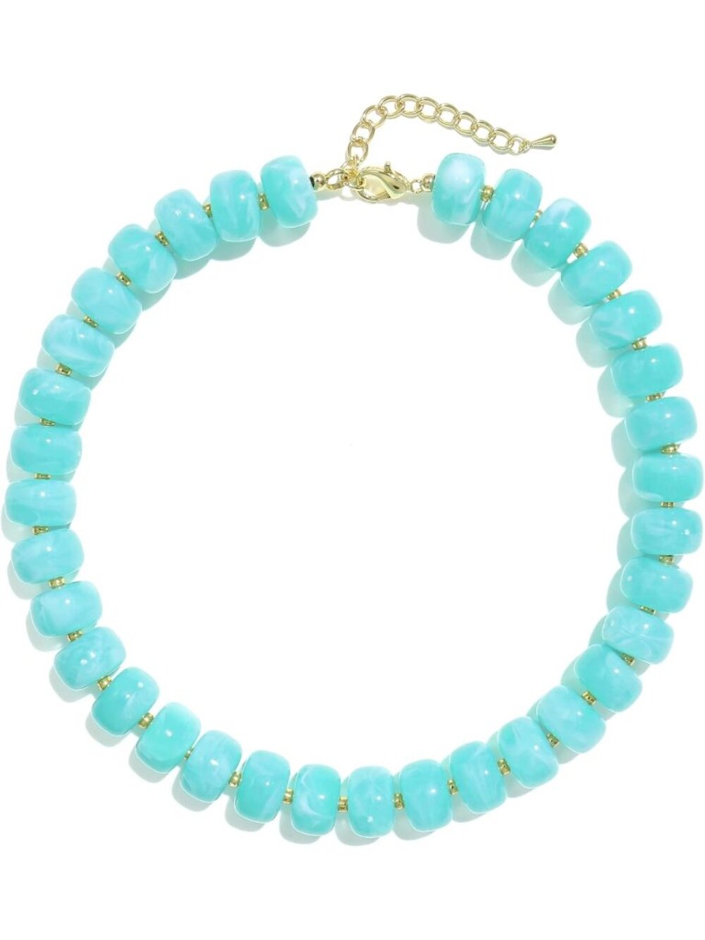 Women's Light Blue Chunky Acrylic Beaded Choker Statement Trendy Jewelry Gift